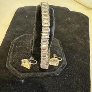Art deco sterling bracelet and earrings